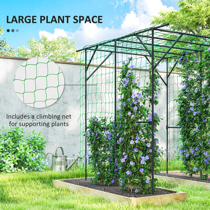 Garden Arch Trellis, 6.4FT Tall Metal Plant Support Trellis Archway with Climbing Net for Climbing Plants