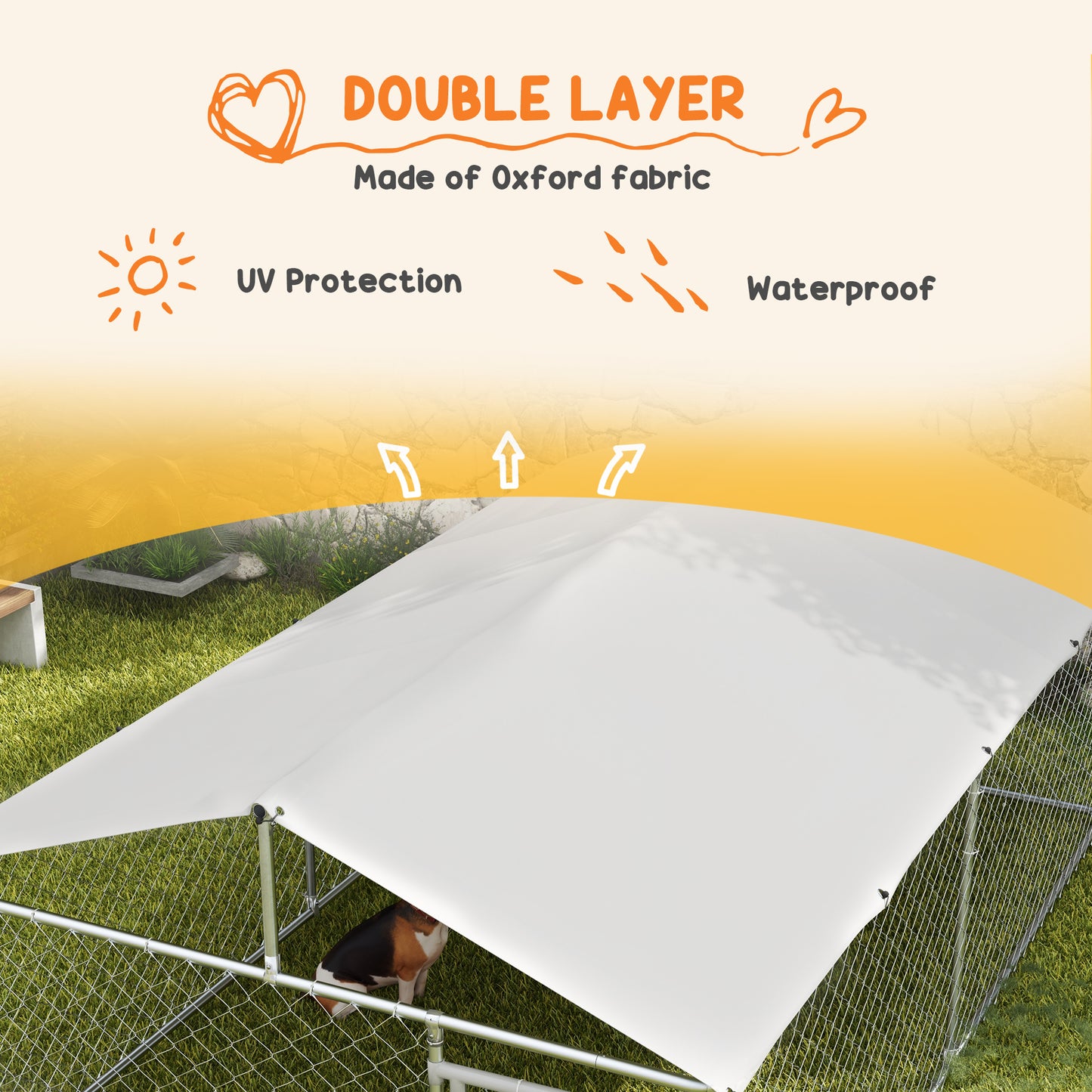 13.1' x 7.5' x 4.9' Outdoor Dog Kennel Dog Run with Waterproof, UV Resistant Cover for Medium Large Sized Dogs, Silver