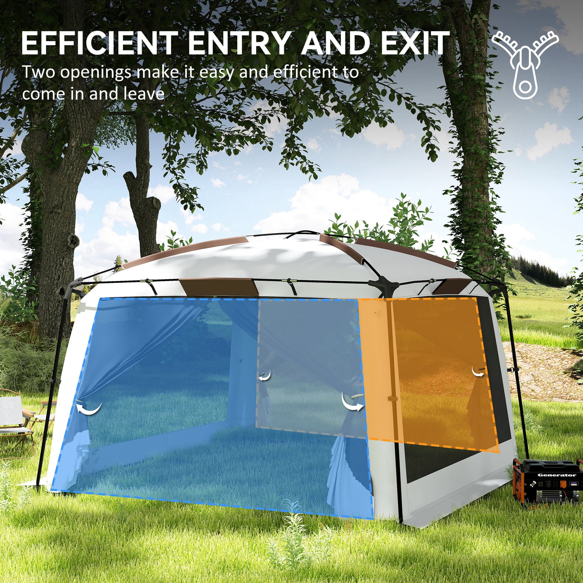 12' x 12' Screen Tent, UV50+ Protection Outdoor Screen House with Carry Bag & Ground Stakes, Fits 6-8 People, White