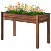 48" x 22" x 30" Wooden Patio Raised Garden Bed Planter, Elevated Planter Box with Legs, Carbonized