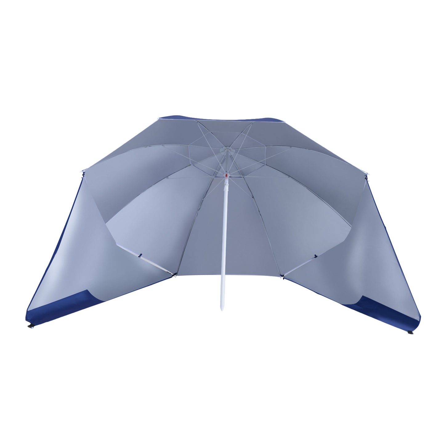 7.5FT 2-in-1 Beach Umbrella with Carry Bag, Umbrella Shelter with Silver Coated UPF50+ UV Protection and Adjustable Height for Camping, Fishing, Backyard, Blue