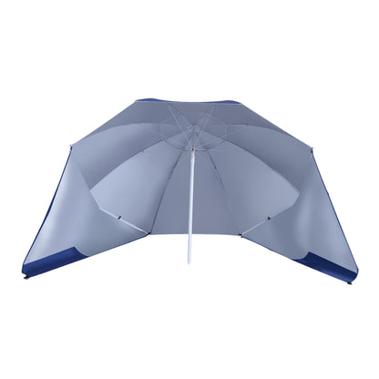 7.5FT 2-in-1 Beach Umbrella with Carry Bag, Umbrella Shelter with Silver Coated UPF50+ UV Protection and Adjustable Height for Camping, Fishing, Backyard, Blue