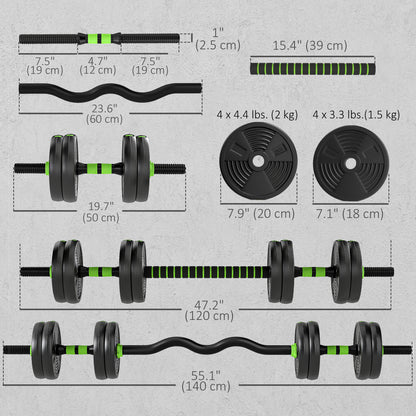 Soozier Adjustable Dumbbell Set, 3 in 1 Weights Dumbbells Set for Home Gym, 33lb Free Weights with Connector and Non-Slip Grip