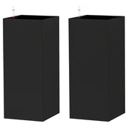 2 Pack Planter Box, 26 Inch Plastic Flower Pots with Water Level Indicator, Drainage Hole and Drain Plug, Black