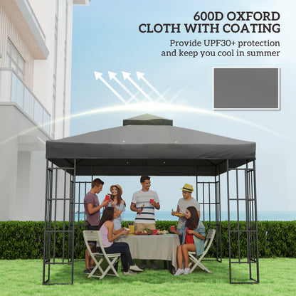 10' x 10' Gazebo Canopy Replacement Cover, 2-Tier Garden Gazebo Roof Replacement, UPF30+, TOP COVER ONLY, Dark Grey