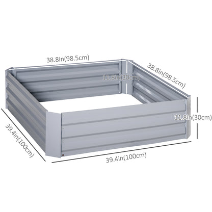 39" x 39" x 12" Set of 2 Raised Garden Bed, Elevated Planter Box with Galvanized Steel Frame for Growing Flowers, Herbs, Succulents, Grey