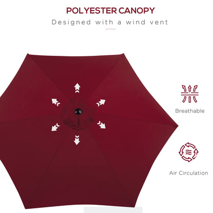 8.5FT Patio Umbrella, Round Garden Parasol with 6 Ribs, Market Sunshade Tilt Canopy w/ Crank Handle for Outdoor, Wine Red