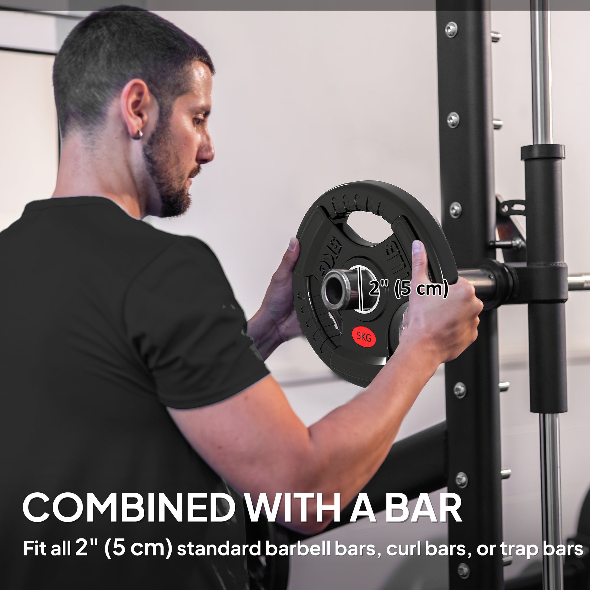 Soozier Weight Plates Set, 2-Inch Barbell Weights Set w/Tri-Grips for Home Gym Weightlifting and Strength Training, 4 x 11lbs