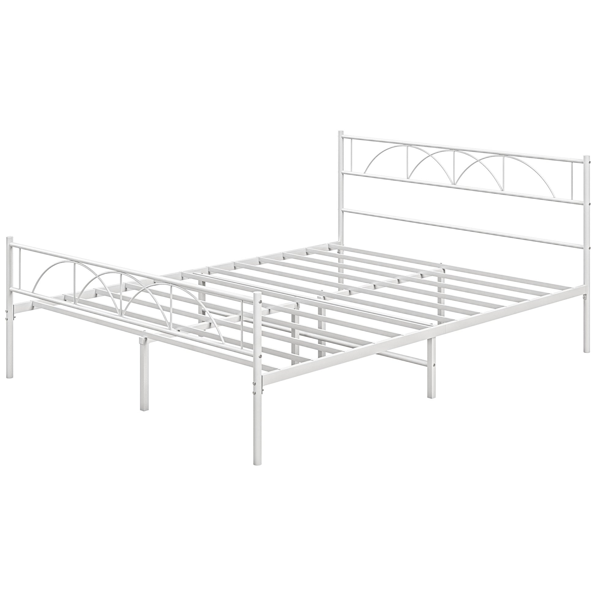 Metal Queen Platform Bed Frame with Headboard, Steel Slat Support, Underbed Storage, No Box Spring Needed, Easy Assembly