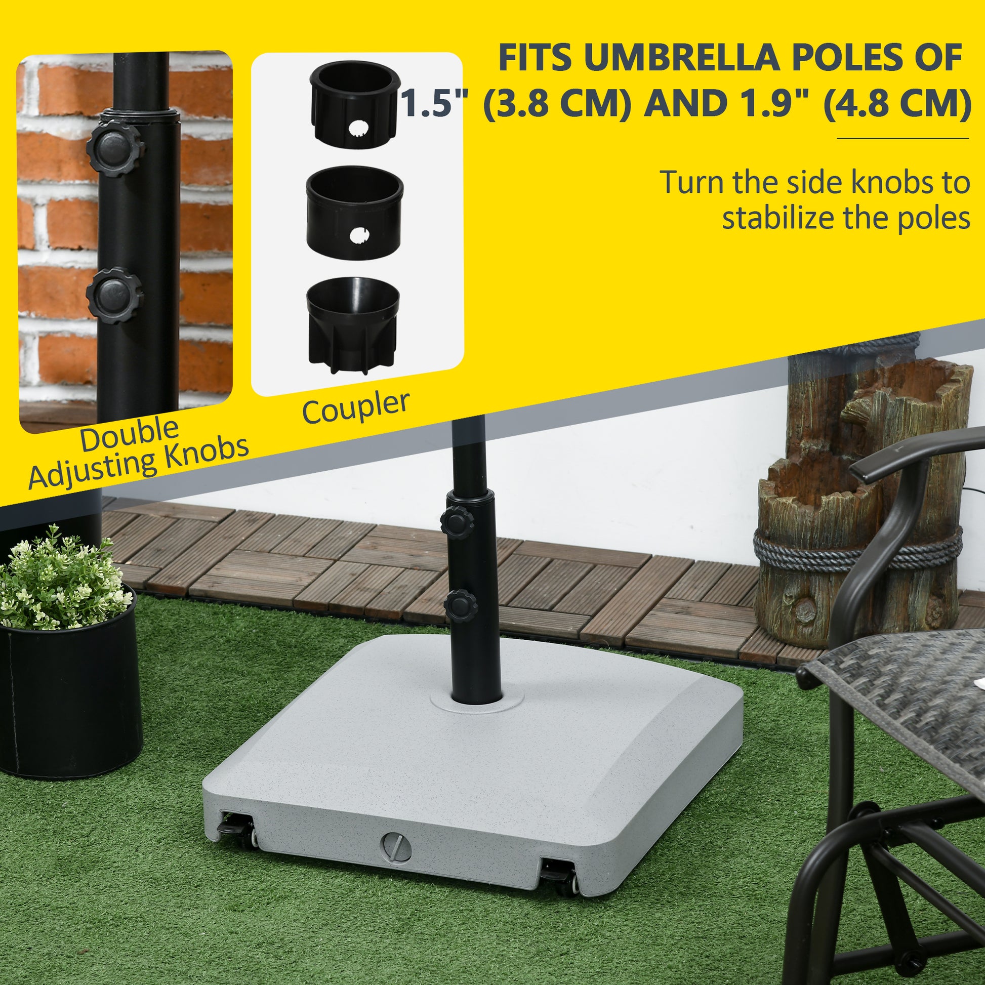 66 lb Heavy Duty Patio Umbrella Stand Filled Umbrella Holder Market Umbrella Base for Outdoor Garden Backyard Light Grey