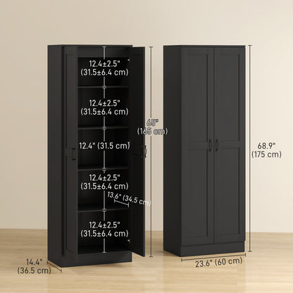 69" Tall Pantry Cabinet with Adjustable Shelves, Modern Kitchen Pantry Cabinet with Soft Close Doors, Black