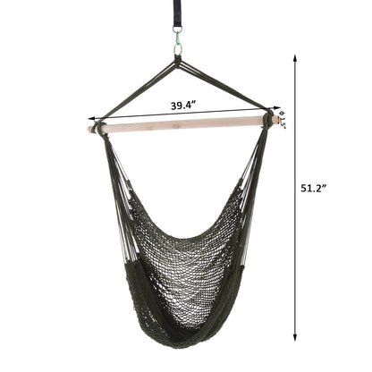 Portable Hammock Chair, Hanging Woven Hammock Swing Chair Sleeping Bed for Outdoor Garden Yard Camping, Army Green