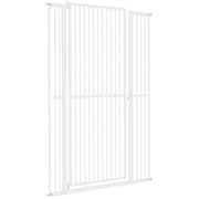 59" Extra Tall Cat Gate, 30"-41" Pet Gate with 2.8" and 5.5" Extensions, for Doorway, Hallway, Stairway, White