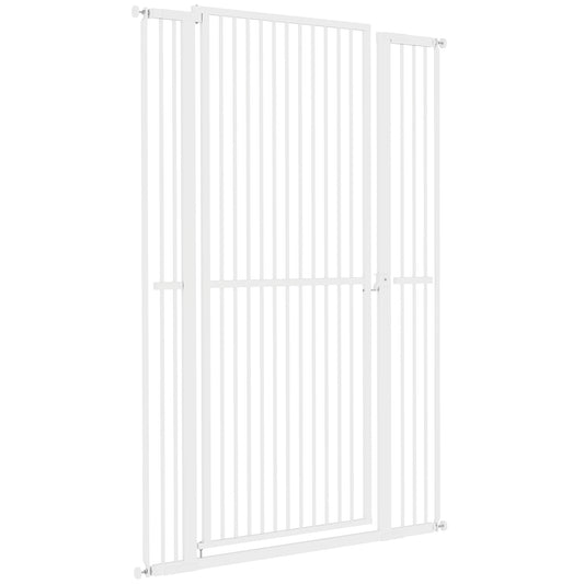 59" Extra Tall Cat Gate, 30"-41" Pet Gate with 2.8" and 5.5" Extensions, for Doorway, Hallway, Stairway, White
