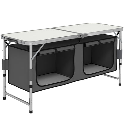 Outdoor Aluminum Folding Picnic Table Height Adjustable with Storage Organizer BBQ Camping