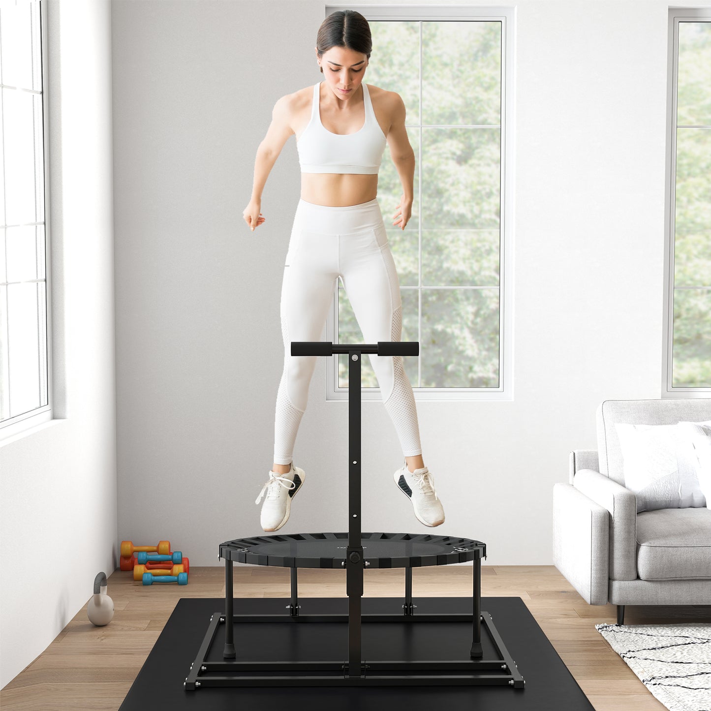 Soozier 2-in-1 38" Rebounder Trampoline for Adult, 8-Angle Adjustable Baseball Volleyball Soccer Rebounder Fitness Trampoline