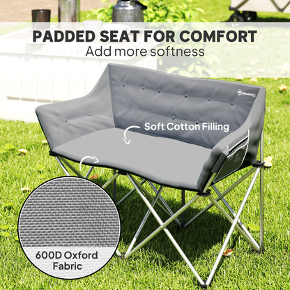 Double Camping Chair, Oversized Camping Loveseat for Adults, Heavy Duty Folding Camp Chair, Support 529 lbs