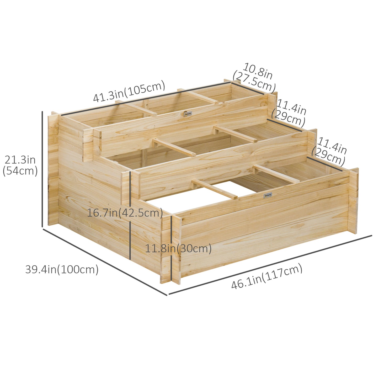 3 Tier Raised Garden Bed with 9 Grow Grids and Bed Liner for Garden, Outdoor to Vegetables, Flowers, Natural