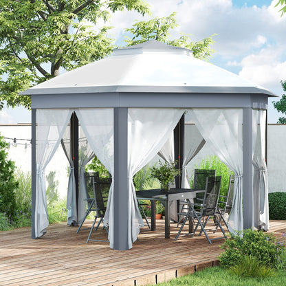 13' x 13' Pop Up Canopy Tent with Netting and Carry Bag, Instant Sun Shelter, Grey