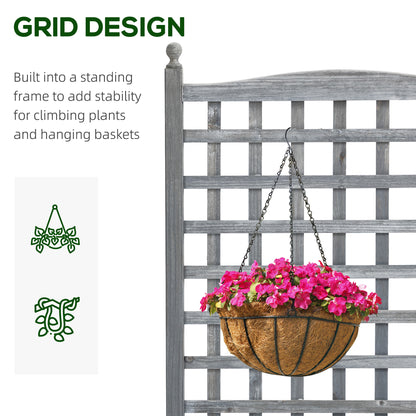 Raised Garden Bed with Trellis for Climbing Vines, 25.2" x 11" x 47.2" Wood Planter Box for Garden, Free Standing Flower Bed, Indoor Outdoor Display Rack, Grey