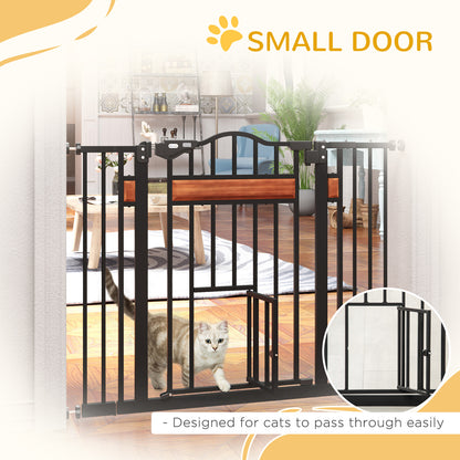 29.1''-41.3'' Extra Wide Dog Gate with Cat Door, Stair Pressure Fit, Auto Close, Double Locking, for Doorways, Hallways
