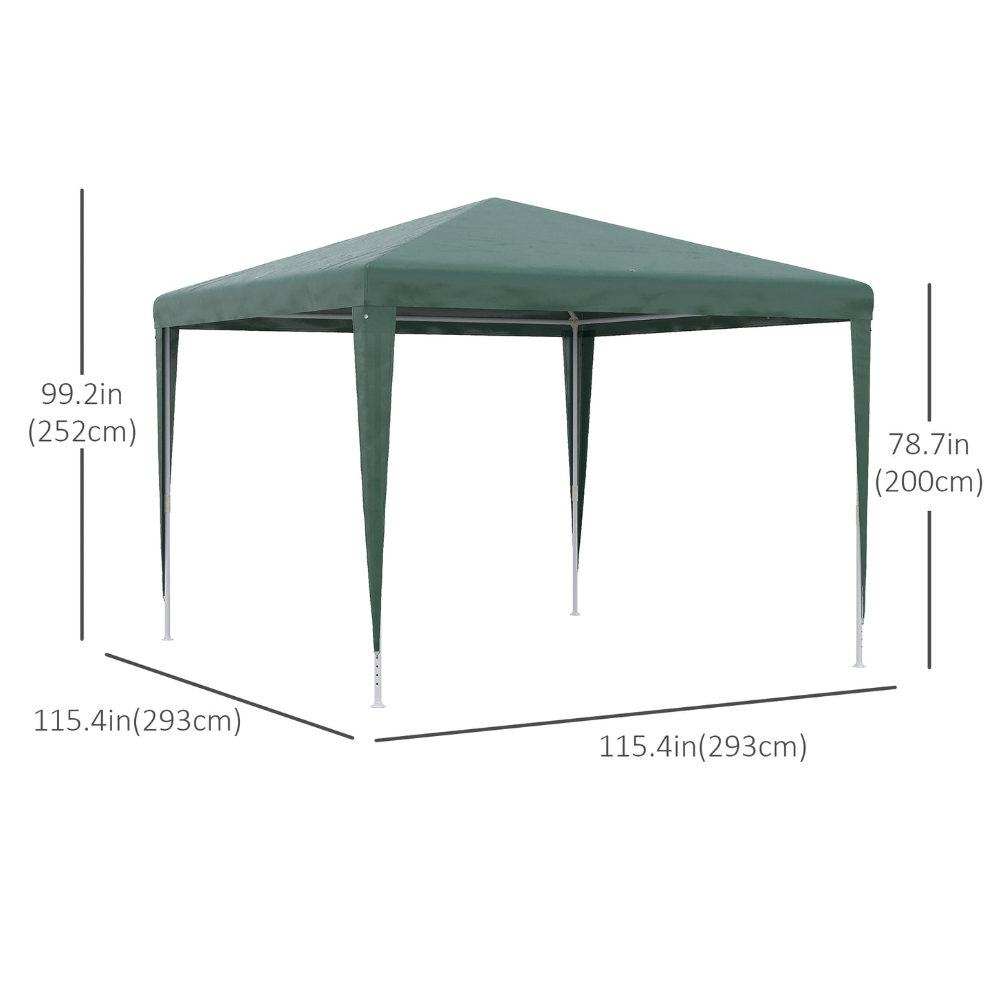 10x10ft Party Tent Portable Gazebo, Folding Garden Canopy Event Shelter Outdoor Sunshade Green