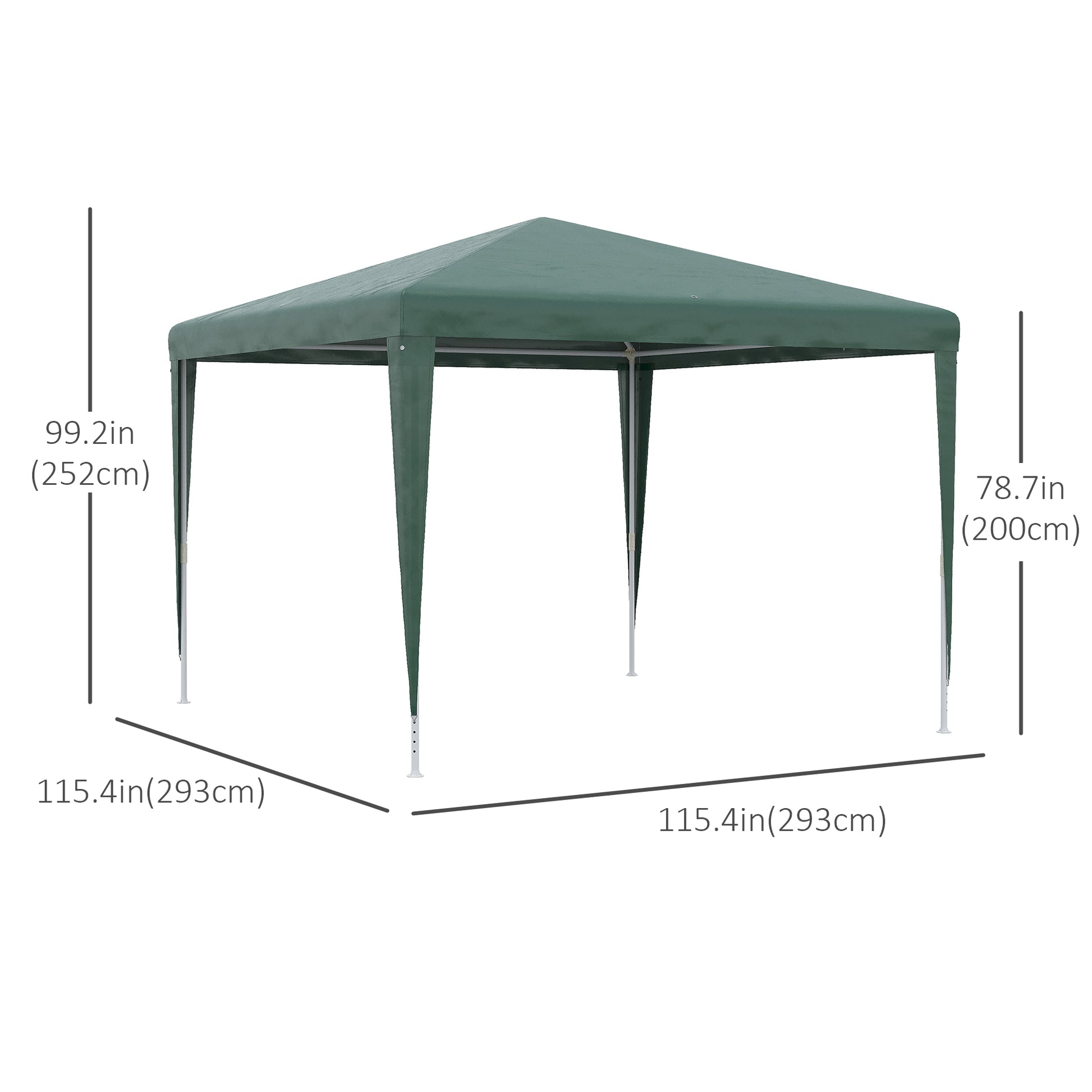 10x10ft Party Tent Portable Gazebo, Folding Garden Canopy Event Shelter Outdoor Sunshade Green
