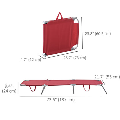 Outdoor Folding Chaise Lounge, Reclining Lounge Chair with Adjustable Backrest and Breathable Mesh Fabric, Wine Red