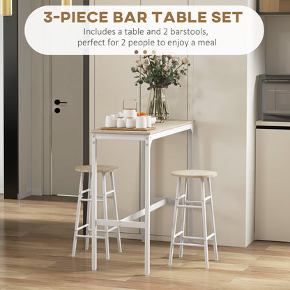 3-Piece Counter Height Bar Table and Chairs, Dining Table and Chairs Set for 2, Pub Table and Chairs