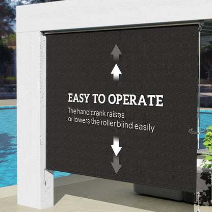 8' x 6' Patio Door Blinds, Outdoor Roller Shades, Cordless Roll Up Shade for Porch Gazebo, Black