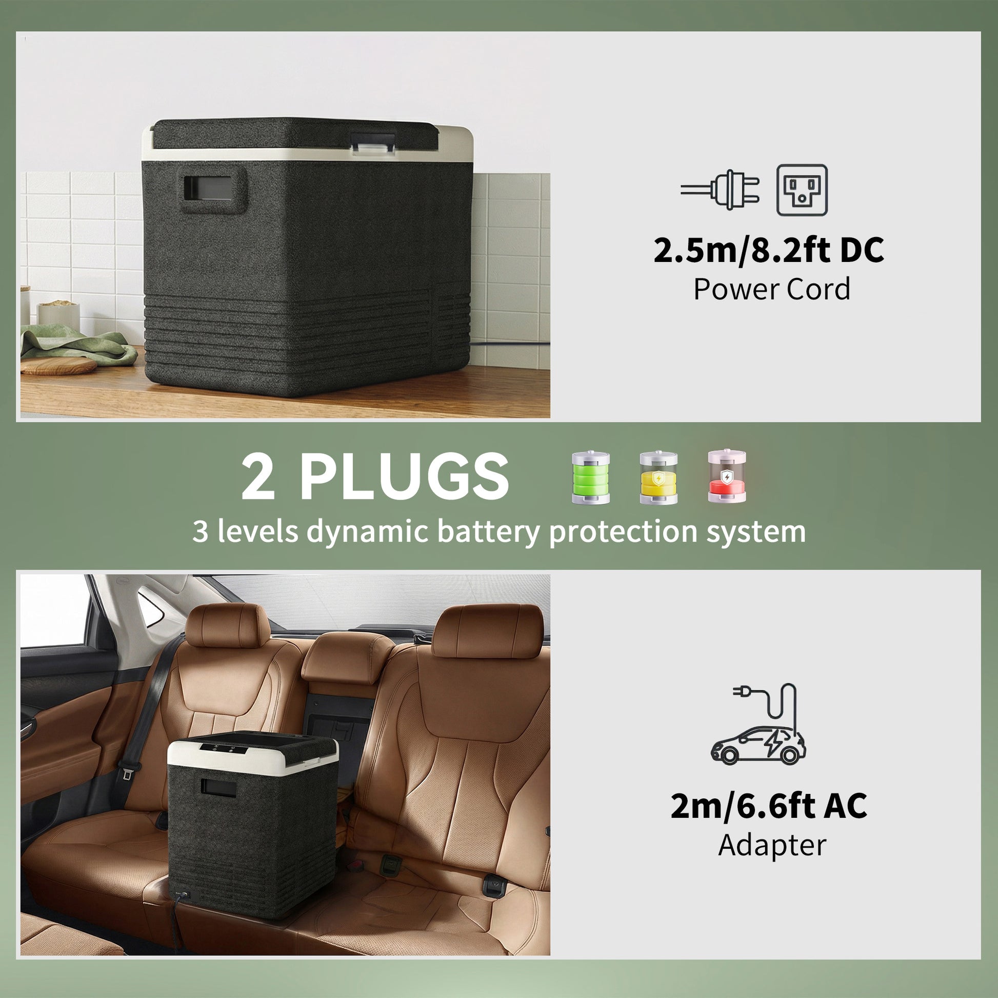 12 Volt Car Refrigerator, 53QT Car Fridge Electric Cooler, 12/24V DC and 100-240V AC, -68-68 ℉, Portable Refrigerator
