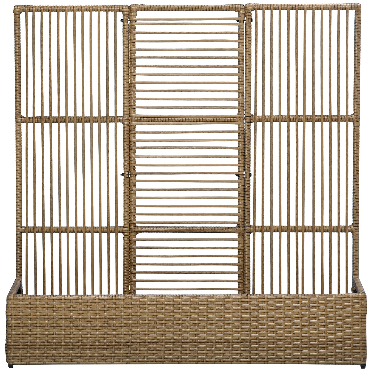 Raised Garden Bed with Lattice Trellis, Rattan Outdoor Planter with Storage for Garden, Patio, Balcony, Sand Brown
