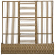 Raised Garden Bed with Lattice Trellis, Rattan Outdoor Planter with Storage for Garden, Patio, Balcony, Sand Brown