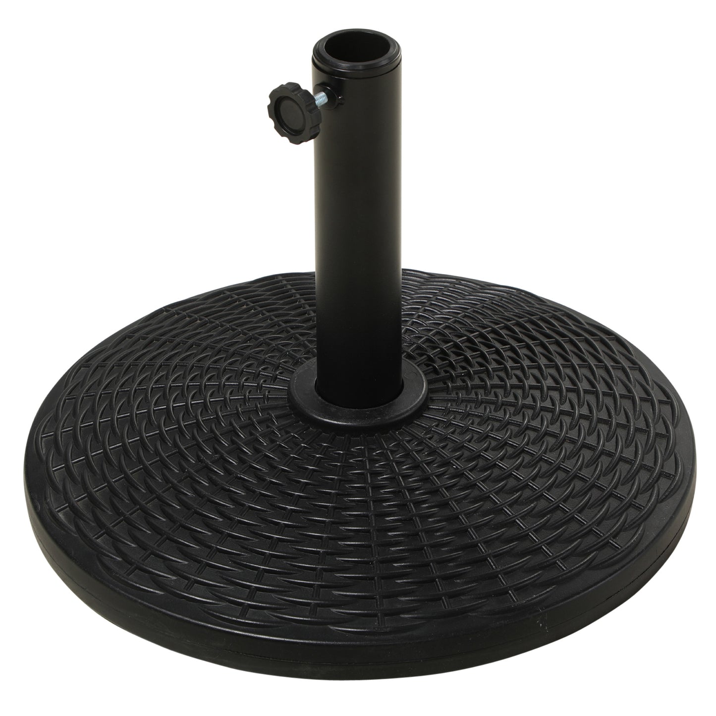 25 lbs Market Umbrella Base Holder 17.5" Round Parasol Stand with Rattan Design for Patio, Outdoor, Backyard, Black