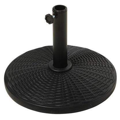 25 lbs Market Umbrella Base Holder 17.5" Round Parasol Stand with Rattan Design for Patio, Outdoor, Backyard, Black