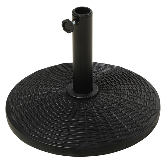 25 lbs Market Umbrella Base Holder 17.5" Round Parasol Stand with Rattan Design for Patio, Outdoor, Backyard, Black