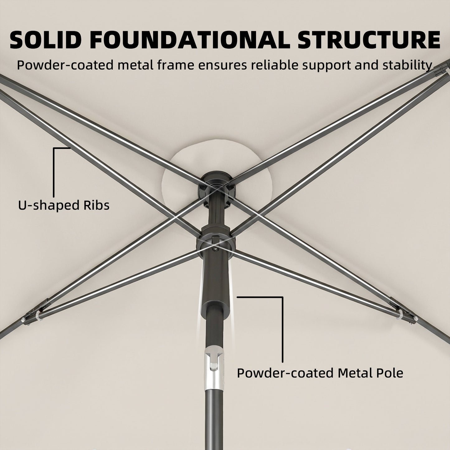 6' x 4' Patio Umbrella with Tilt, Rectangular Outdoor Umbrella for Garden, Beige
