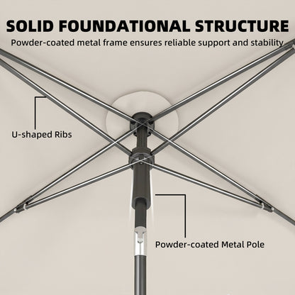6' x 4' Patio Umbrella with Tilt, Rectangular Outdoor Umbrella for Garden, Beige