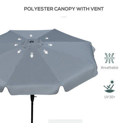 8.5 ft Outdoor Market Table Umbrella, Round Patio Umbrella with Tilt and Crank for Garden, Backyard, Deck, Dark Grey