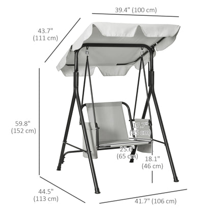 1-Seat Outdoor Porch Swing Patio Swing with Adjustable Canopy, Removable Seat and Back Cushion for Garden, Poolside