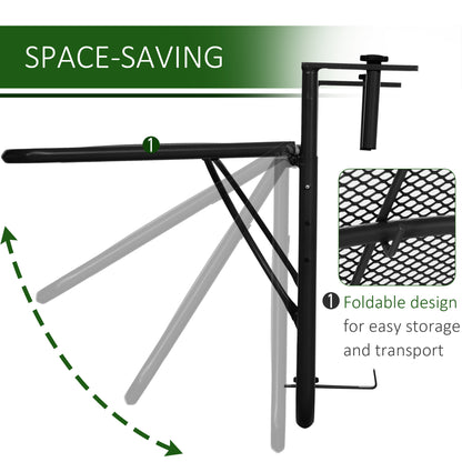 Adjustable Balcony Hanging Railing Table, Metal Mounting Mini Wall Desk Storage Rack, Outdoor Flower Stand Serving Table Rectangle, Black