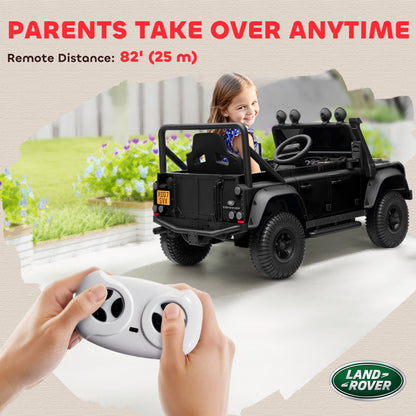 Qaba Land Rover Licensed Kids Ride on Truck with Remote Control, Spring Suspension, LED Lights, 3 Speed for Ages 3-5, Black