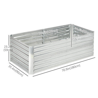 Galvanized Raised Garden Bed, Steel Outdoor Planters with Reinforced Rods, 71'' x 35'' x 23'', Silver