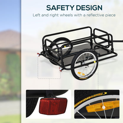 Aosom Folding Bicycle Cargo Trailer Utility Bike Cart Travel Luggage Carrier Garden Patio Tool New, Black