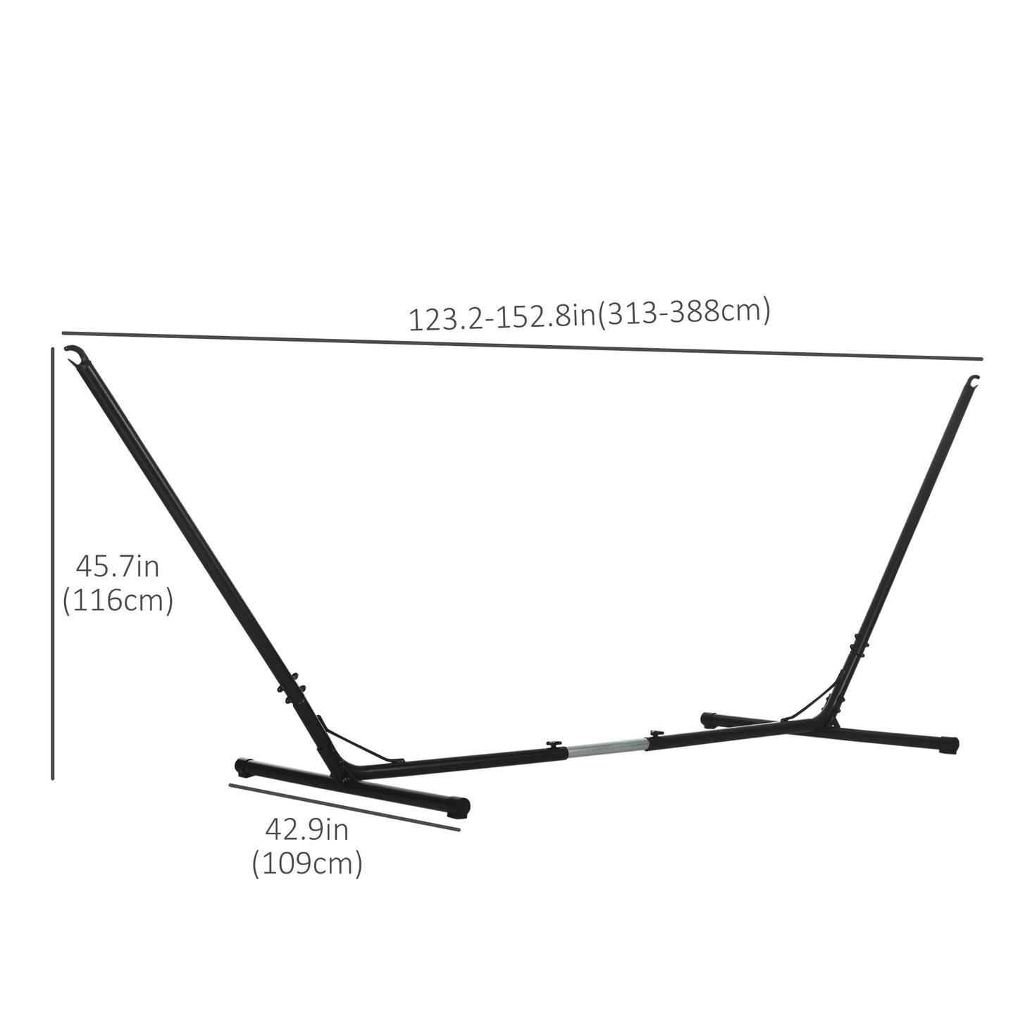 Adjustable Hammock Stand, Fits 10-13 ft Hammocks Up to 264lbs Capacity,Black