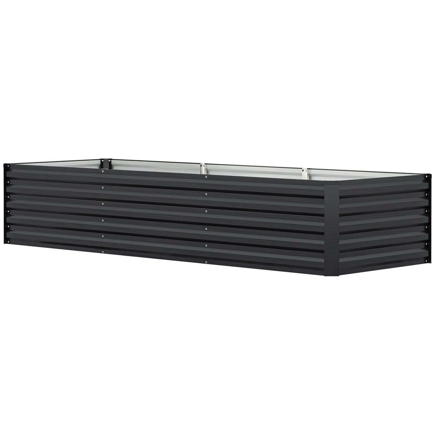 8 x 2.6 x 1.5ft Galvanized Raised Garden Bed, Reinforced Outdoor Planter Box with Open Bottom, Dark Grey