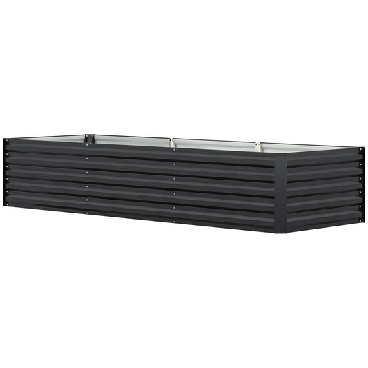 8 x 2.6 x 1.5ft Galvanized Raised Garden Bed, Reinforced Outdoor Planter Box with Open Bottom, Dark Grey