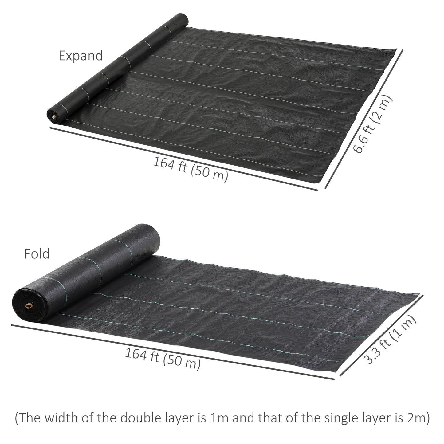 6.5ft x 164ft Weed Barrier, Landscape Fabric, for Greenhouse Yard Garden Weed Control, Heavy-Duty & Easy Setup, 4.6oz