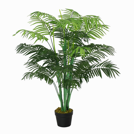 4FT Artificial Palm Tree, Fake Tropical Tree with Lifelike Leaves, Faux Plant in Pot for Indoor Decoration, Green