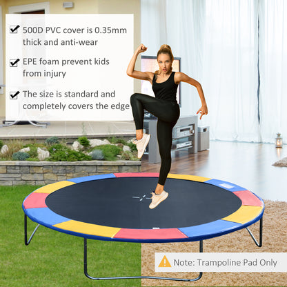Soozier Trampoline Pad, 14FT Replacement Trampoline Safety Pad Mat Spring Cover, Water-Resistant, UV-Resistant, Tear-Resistant, No Holes for Pole, Colorful